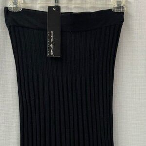 NWT Black Pleated Knitted Midi Skirt- Small/Petite